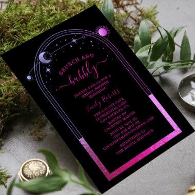 Mystical Black Purple Celestial Bridal Shower Invitations