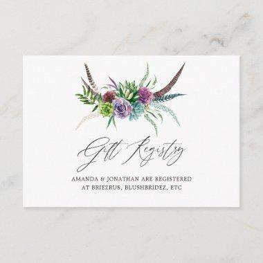 Mystical Boho Succulent Bridal Gift Registry Enclosure Invitations