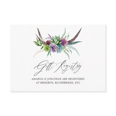 Mystical Boho Succulent Bridal Gift Registry Enclosure Invitations