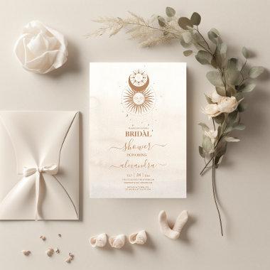 Mystical Gold Celestial Stars Bridal Shower Invitations