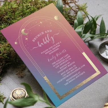 Mystical Jewel Gold Celestial Bridal Shower Invitations