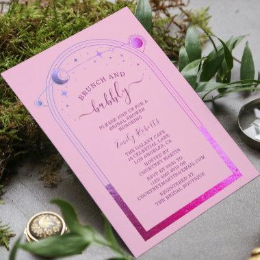 Mystical Pink Purple Celestial Bridal Shower Invitations