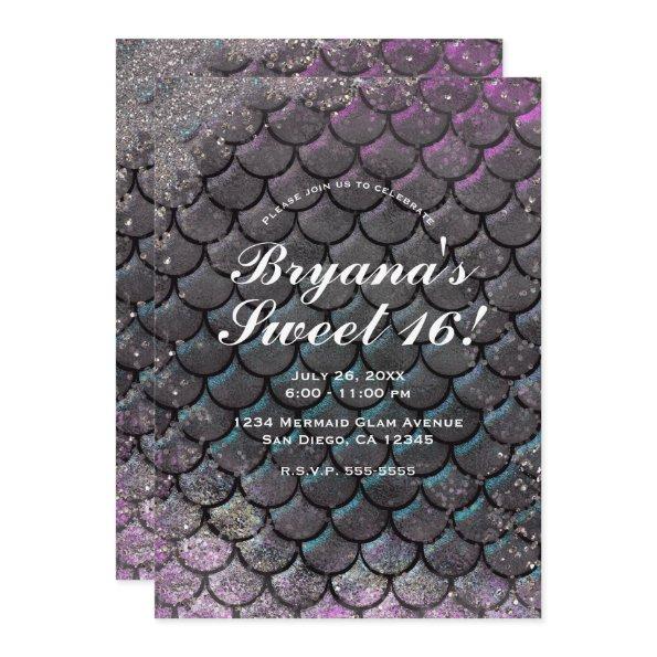 Mystical Pink Silver Glitter Mermaid Sweet 16