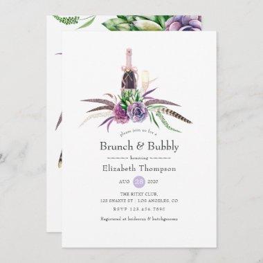 Mystical Succulent Brunch and Bubbly Bridal Shower Invitations