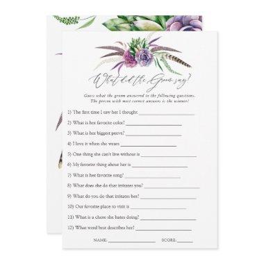 Mystical Succulents Bridal Shower Game Invitations