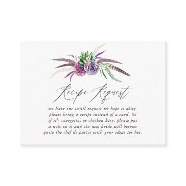 Mystical Succulents Bridal Shower Recipe Request Enclosure Invitations