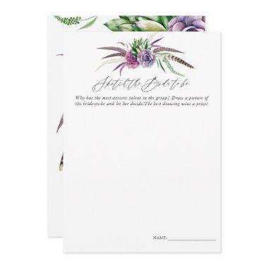 Mystical Succulents Bridal Shower Sketch Game Invitations