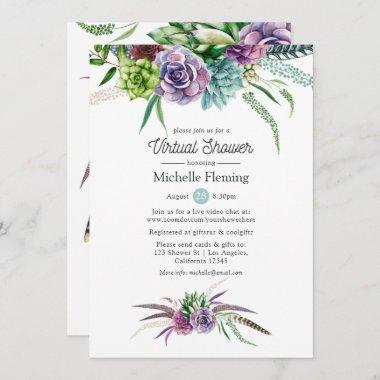 Mystical Succulents Virtual Baby or Bridal Shower Invitations