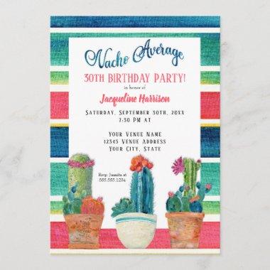 Nacho Average Birthday Party Floral Desert Cactus Invitations