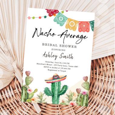 Nacho Average Cactus Fiesta Mexican Bridal Shower Invitations