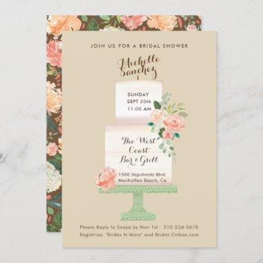 Name Cake Topper Watercolor Floral Bridal Shower Invitations