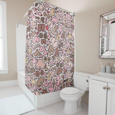 Name humor neutral breast pattern shower curtain