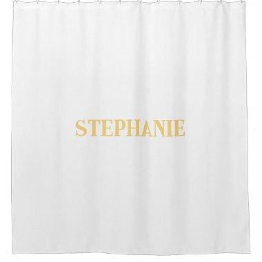 Name Monogram Gold White Elegant Classy Custom Shower Curtain