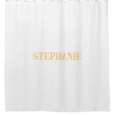 Name Monogram Gold White Elegant Classy Custom Shower Curtain