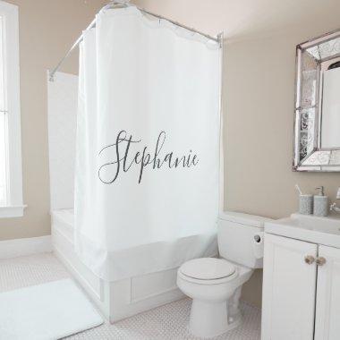 Name Monogram Grey White Elegant Custom Color Shower Curtain