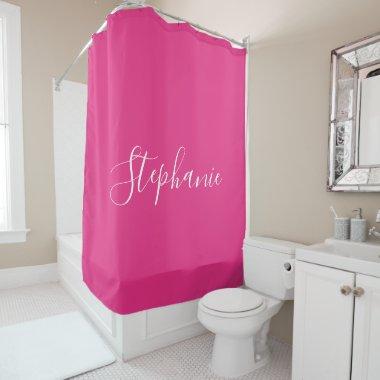 Name Monogram White Pink Custom Girly Colorful Shower Curtain
