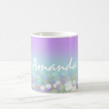 Name Sweet 16th Bridal Glitter Ombre Violet Blue Coffee Mug