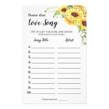 Name that Love Song Sunflowers Shower game Invitations Flyer