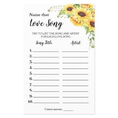 Name that Love Song Sunflowers Shower game  Flyer