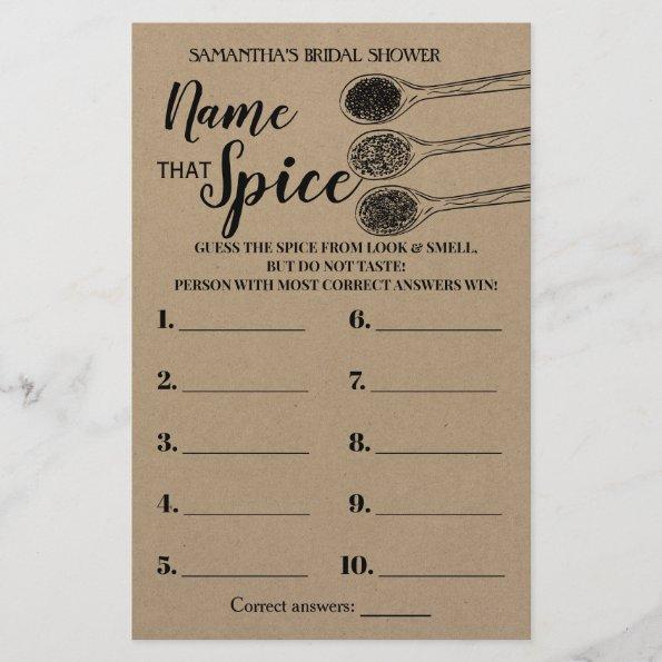 Name that Spice Rustic Bridal Shower Game Invitations Flyer