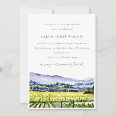 Napa Valley Watercolor Vineyard Bridal Shower Invitations