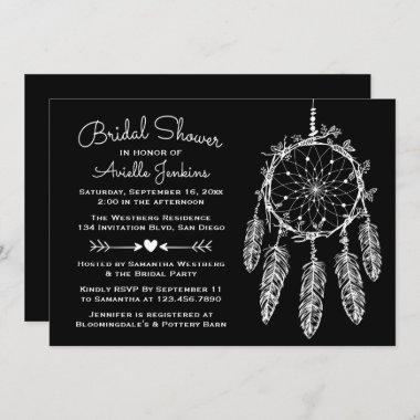 Native American Black Dreamcatcher Bridal Shower Invitations