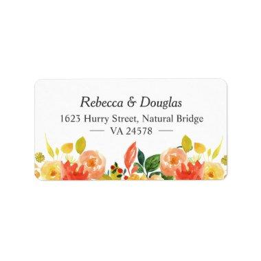 Natural Autumn Peach Watercolor Floral Themed Label