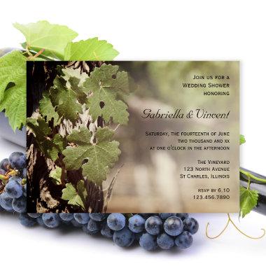 Natural Grape Leaves Vineyard Wedding Shower Invitations