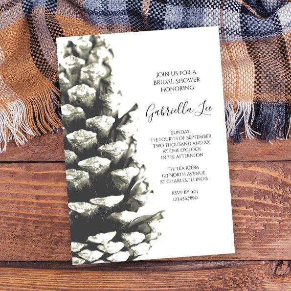 Natural Pine Cone on White Woodland