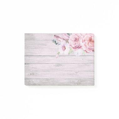 Natural Watercolor Boho Floral Feather Rustic Wood Post-it Notes