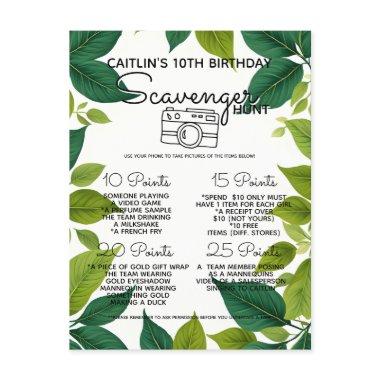 Nature woodland scavenger hunt game party announcement post