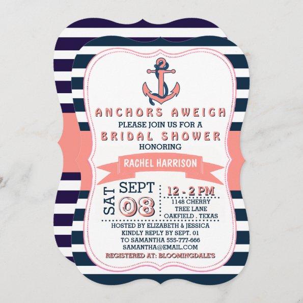 Nautical Anchor Beach Bridal Shower Invitations