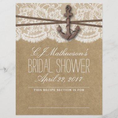 Nautical Anchor Beach Bridal Shower Recipe Divider