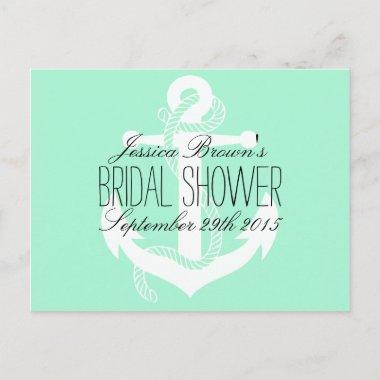 Nautical Anchor Bridal Shower Recipe Invitations