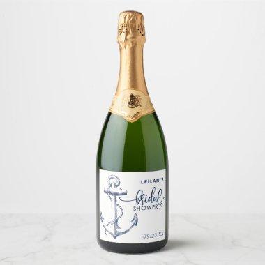 Nautical Anchor Bridal Shower White Sparkling Wine Label