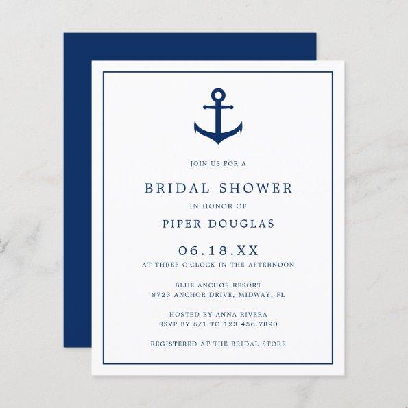 Nautical Anchor Budget Bridal Shower Invitations