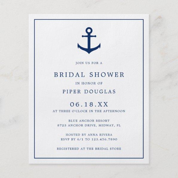 Nautical Anchor Budget Bridal Shower Invitations Flyer