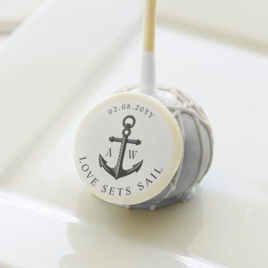 Nautical Anchor Custom Monograms Black & White Cake Pops