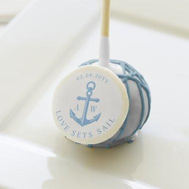 Nautical Anchor Custom Monograms Light Blue Cake Pops