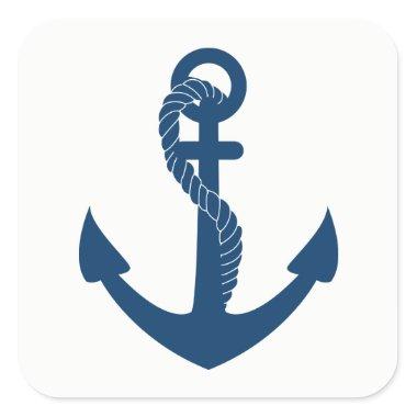 Nautical Anchor Navy Blue Sailor Beach Wedding Square Sticker