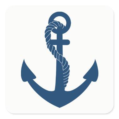 Nautical Anchor Navy Blue Sailor Beach Wedding Square Sticker