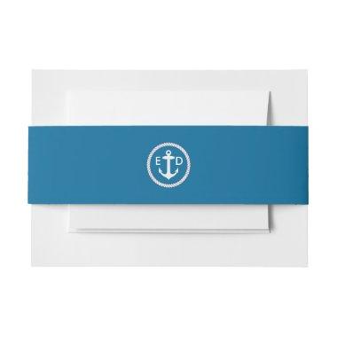 Nautical Anchor Ring Navy Blue Invitations Belly Band