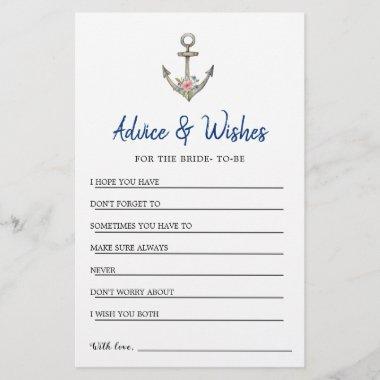 Nautical Anchor shower Advice & Wishes Invitations