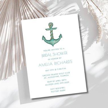 Nautical Anchor Teal Stripe  Invite