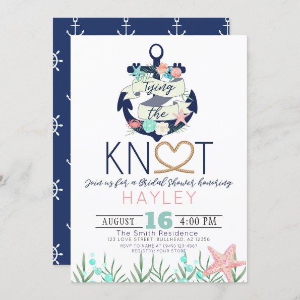 Nautical Anchor Tying the Knot Bridal Shower Invitations