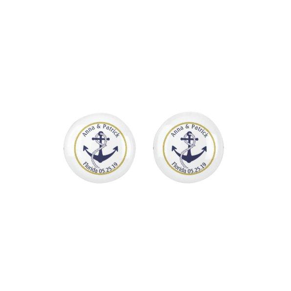 Nautical Anchor W/Rope Personalized Bride's Gift Earrings