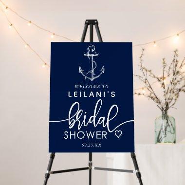 Nautical Anchor Welcome Bridal Shower Navy Blue Foam Board