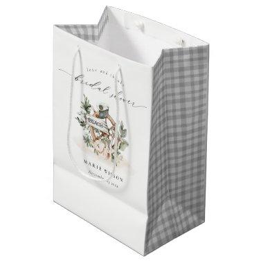Nautical Anchor Wheel Leafy Floral Bridal Shower Medium Gift Bag