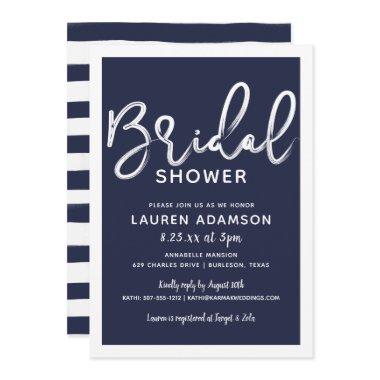 Nautical Beach Bridal Bash Shower Navy Blue Stripe