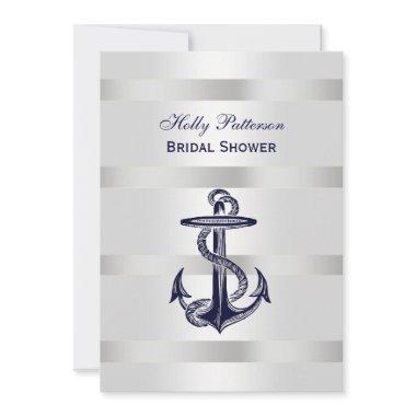 Nautical Blue Anchor Silver Wt BG V